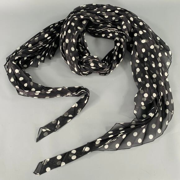 HAIDER ACKERMANN Black White Polka Dot Silk Scarves - Picture 1 of 6
